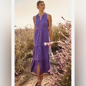 J. Jill Purple Button-Front Maxi Dress Size Large